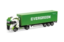 Herpa 319942 - H0 - Iveco S-Way LNG 40ft. Container-Sattelzug Evergreen